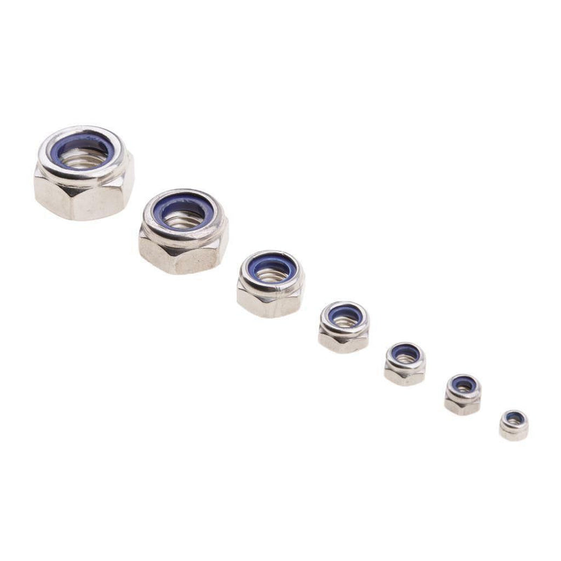 165Pcs Stainless Steel Hex Lock Nut Nylon Insert M3 M4 M5 M6 M8 M10 M12