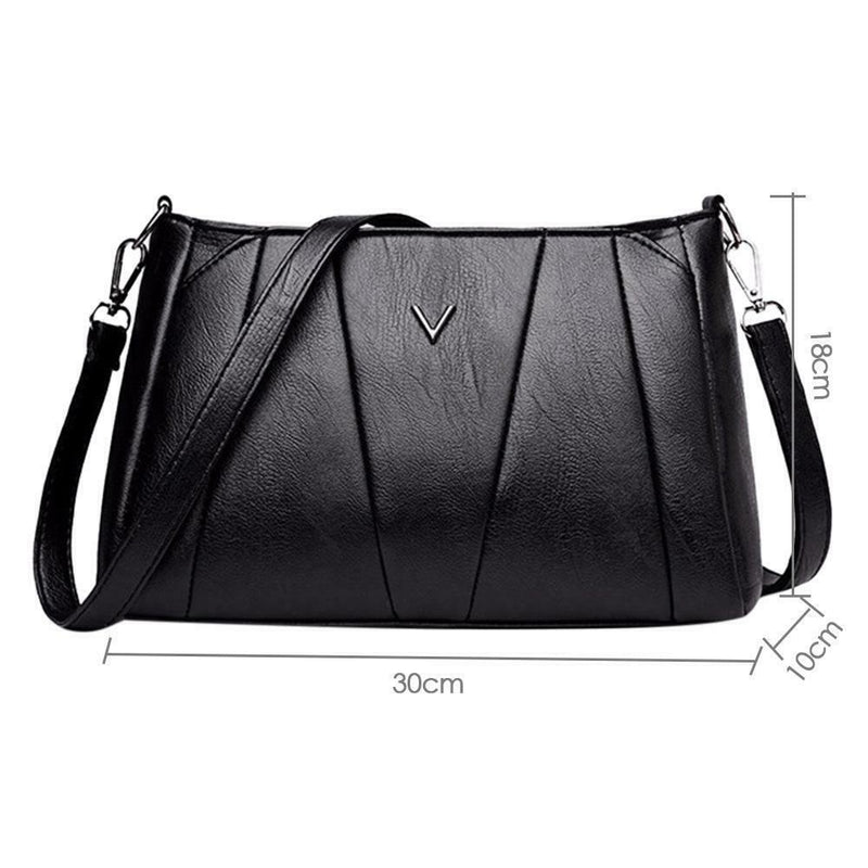 Women Girls Zipper PU Crossbody Messenger Bags Casual Pure Shoulder Handbag