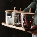 Creative Transparent Glass Kitchen Spice Jar Three-Piece Seasoning Storage