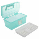 Clear Turquoise Plastic Tray 2 Compartment Tool Storage Box Case