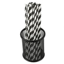 25Pcs Striped Paper Drinking Straws for Party Wedding Supplies (Black & Whi