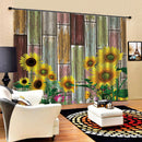 2x Sunflower Blackout Curtains Thermal Insulated Drape Fabric Curtain 150x166 cm