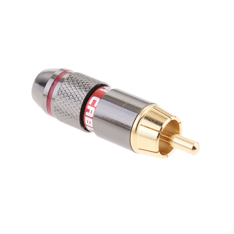 Set of 2 Copper RCA Phono Male Plug Solder Connector Audio Adapter Audio Plug AV