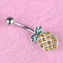Pineapple Steel Navel Rings Crystal Belly Button Ring Bar Body PiercingJewelrJ&j