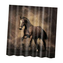 Waterproof Polyester Horse Print Shower Curtain Sheer Panel + 12pcs Hook