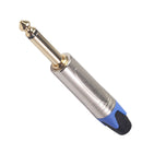 6.35mm TS Guitar Cable Plugs 2-Pole Mono Microphone Amplifier Connectors Blue