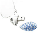 16GB USB 2.0 Memory Stick Data Memory Stick Flash Drive heart Pendant Blue