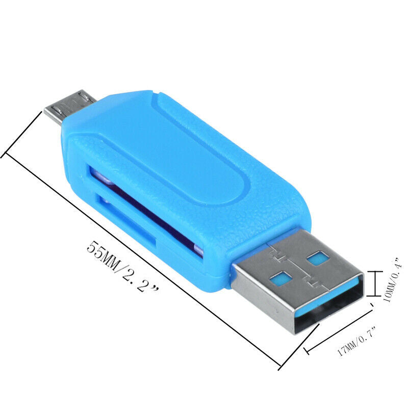 2-in-1 OTG SD Micro USB 2.0 T-Flash Memory Card Reader Adapter For Cell Phone&PC