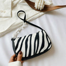 Plush Handbags Female Zebra Print Shoulder Underarm Bag Chain Purses (3)