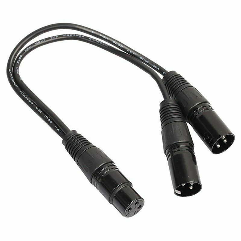 3 Pin XLR Female Jack to Dual 2 Male Plug Y Splitter Cable Adaptor Cord 1Ft