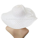 Womens Handmade Crochet Flower Straw Folding Hat Wide Brim Summer Beach Sun Cap