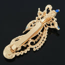 Dark Blue Rhinestones Inlaid Swirl Floral Barrette French Hair Clip