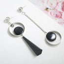Korean Fashion Geometric Long Asymmetry Earring Rhinestone Circle Ear Stud