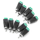 10x RCA Male Plug TO AV Video Screw Terminal Connector For  Camera Balun