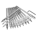 1X(15Pcs Full Carbon Steel Hex Shank Spade Flat Wood Drill Bit Set For Meta