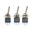 10x AC 250V/1.5A 125V/3A SPDT 3-Pin On/On 2 Position BlueMini Toggle Switch