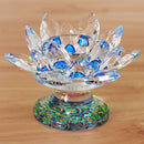Crystal Lotus Candle Holder Home Decor Romantic Candlestick Blue