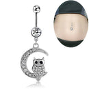 White Moon Owl Pendant Navel Piercing Women Belly Button Ring Piercing Gw