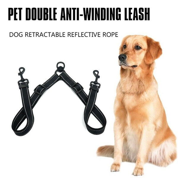 Double Leash Coupler for Large Dogs Adjustable Heavy Duty Nylon Splitter fo