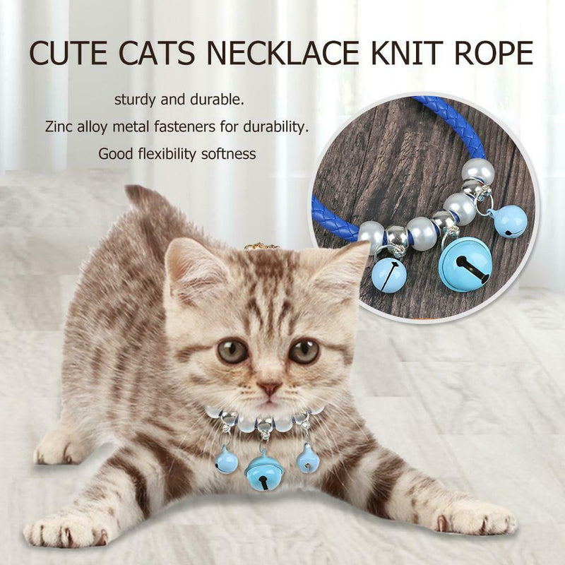 Cartoon Pet Dog Cat Collar Adjustable PU Rope Necktie Necklace with Bells