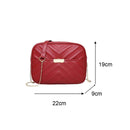 Women Simple Leather Crossbody Bag Chain Shoulder Messenger Handbag (Red) A