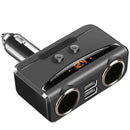 Car LCD Cigarette Lighter Socket Distributor DC 12V Dual USB Charger Power QNF