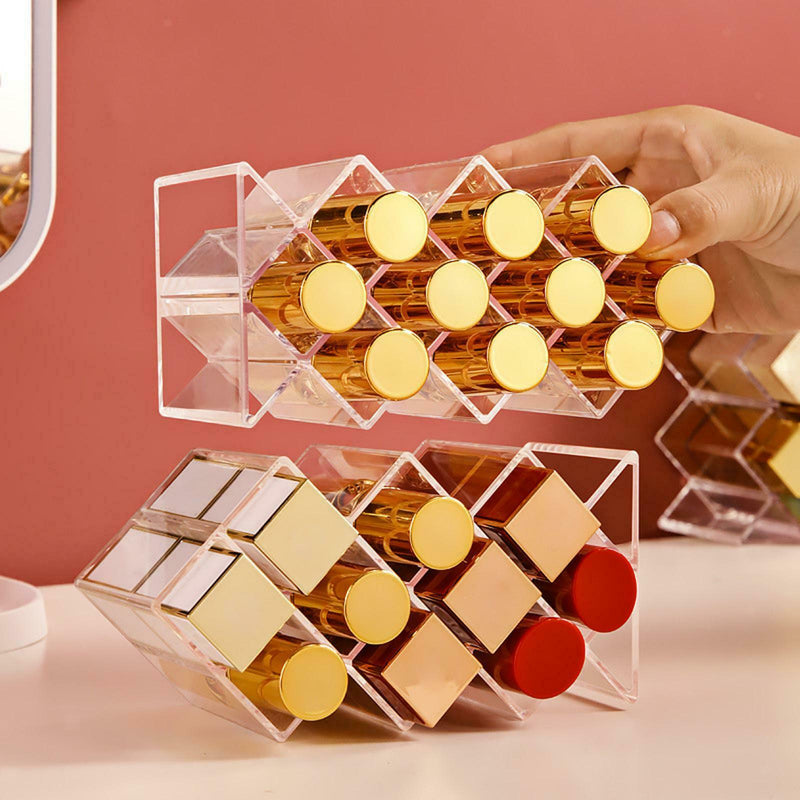 Clear 10 Grids Fish Shape Makeup Storage Lipstick Case Organizer Box
