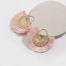 Fashion Flower Hollow Metal Fringed Tassel Statement Earrings For Women Boh T2J4