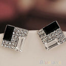 Fashion Crystal Rhinestone Rectangle Ear Stud Elegant Women's Earrings Gift