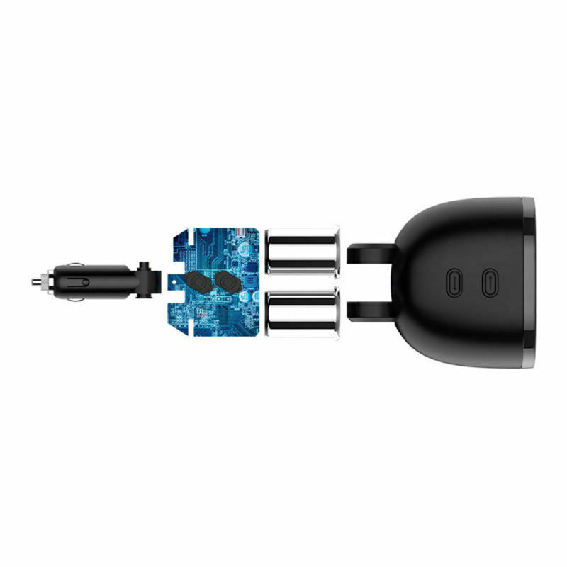 Fireproof Dual USB Car Charger One Point Two Car Cigarette Lighter Black sd KUZ