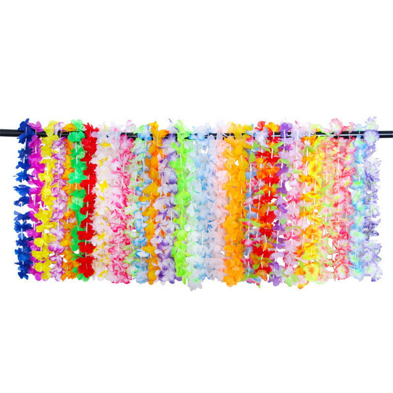 36Pcs Hawaiian Garland Hula Lei Flower Leaves Necklace Tropical Beach Luau Decor