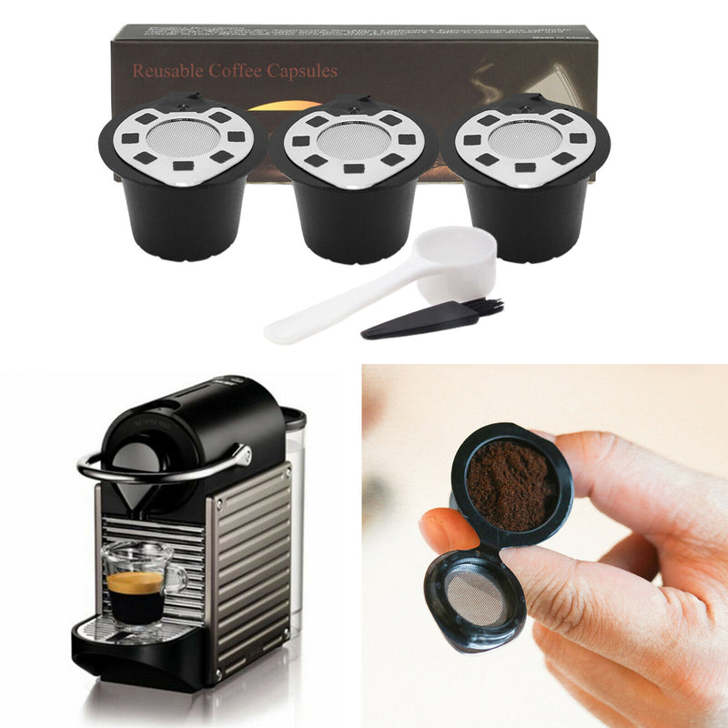 6Pcs Refillable Coffee Capsules Pods for Nespresso Durable Eco-Friendly