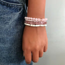 4Pcs Multicolor Crystal Strand Beads Bracelets For Women Beads Peach-Bracel