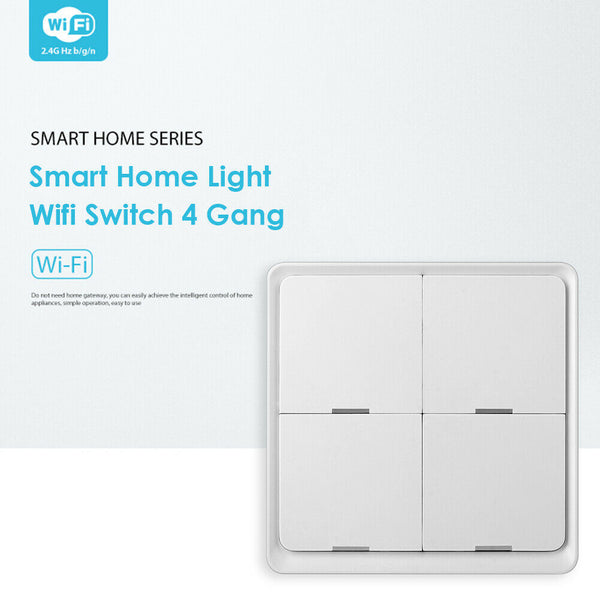 Wireless Touch Panel Work with Tuya Zigbee 4 Gang Smart Home Light Wifi Switch