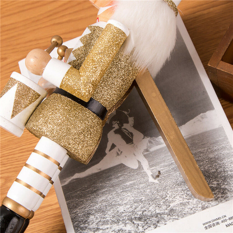 38cm Wooden Nutcracker Drummer Figures Ornaments for Shelves and Tables, Home