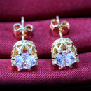 Chic New Retro Classical Crystal Crown Earrings Jewelry Gift Golden A