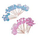 36pcs Cute It's a Girl Boy Baby Carriage Bib Rattle Cake Toppers Photo Props
