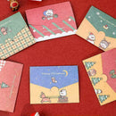Cartoon Christmas Card Santa Bear Girl Elk Greeting Card P0Y9 L0Q0 I6E9