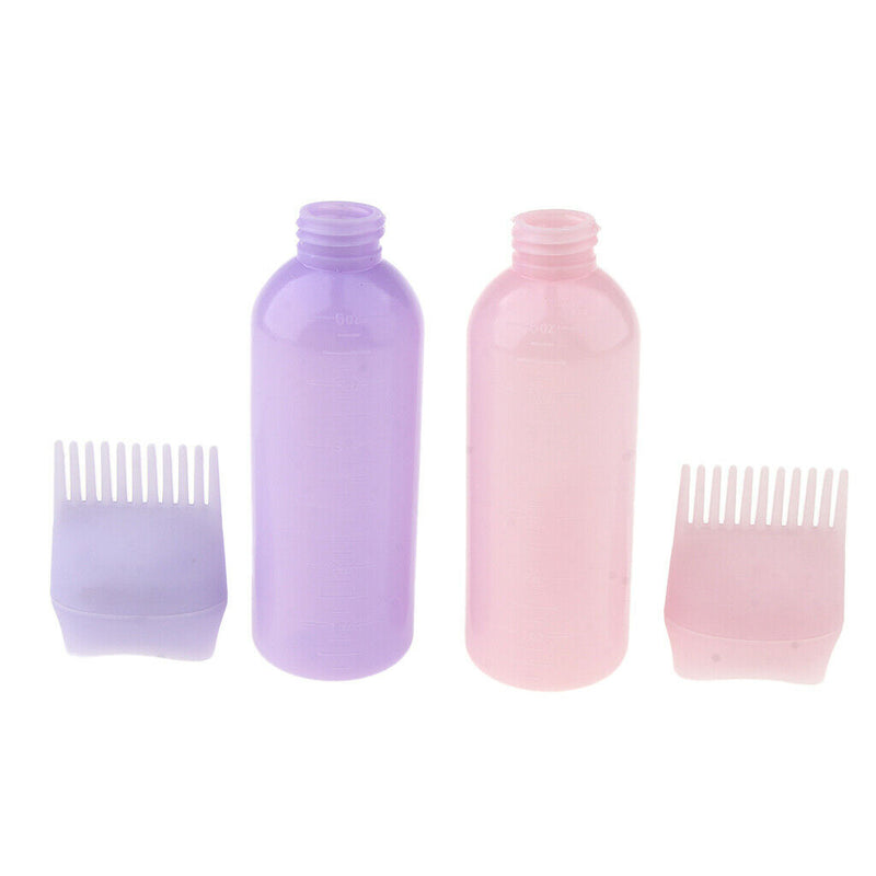 Set of 2, Premium Plastic Hair Dye Combs Coloring Bottles Salon Tint Color