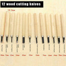 12Pcs/set Wood Carving Hand Chisel Tool Kit Wooden Professional Gouges F4Y4 S4J9