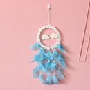 LED Flower Cloud Feather Dreamcatcher String Light Decorative Lamp (Blue) A