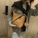 Women Leather Shoulder Crossbody Bag Messenger Bucket Handbag (Light Brown)