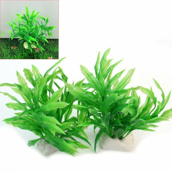 New 2x Green Artificial Water Grass Fish Tank Aquarium Ornament Plants 11cm