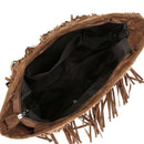 Fringe Tassel Faux Suede Shoulder Messenger Bag Women Handbag Brown