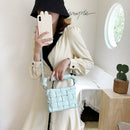 Women Shoulder Totes Woven Handbags Female Braided PU Leather Messenger Bags