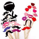 58x  Masks Photo Booth Props Mustache On A Stick Birthday Wedding Party DIY M&O