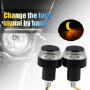 2x LED Motorcycle Handlebar Turn Signal Lights Amber Indicators Bar End Blinkers