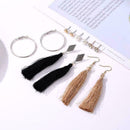 6 Pair Bohemian Long Tassel Pendant Drop Crystal Ears Stud Earring Set Jewe S7J4