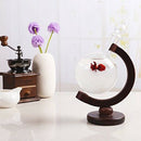 Beautiful Weather Forecast Crystal Storm Glass Wooden Base Globe Shape Desk