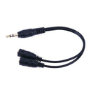 3.5mm 1 Male to 2 Female Y Splitter Stereo Extension Audio Cable (Black) A
